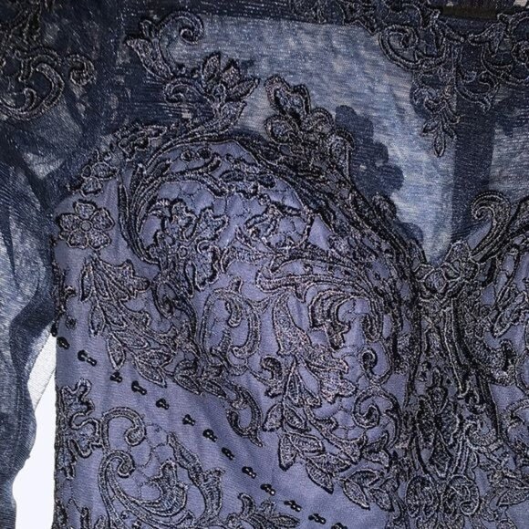 Asymmetrical Chiffon Evening Dress With Sequined Bodice & High Low Skirt - Picture 4 of 13